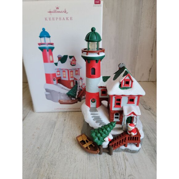 Hallmark NEW boat tree luminous Lighthouse Santa polar bear table top Xmas - Picture 1 of 8